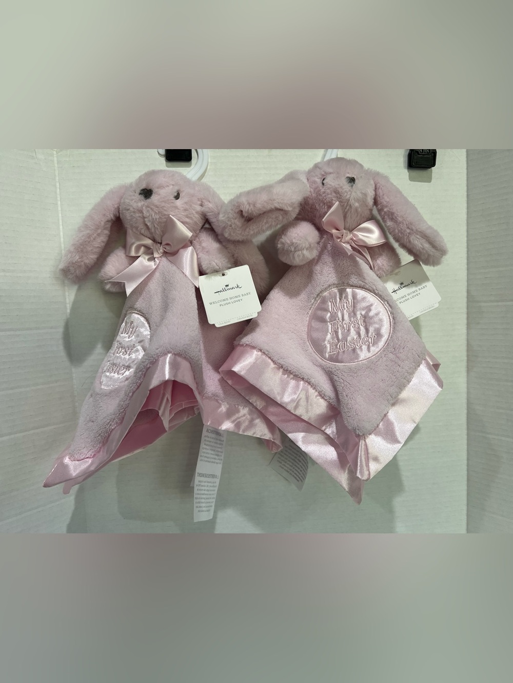 2-Pack Hallmark "My First Easter" Plush Baby Lovey Blanket in Pink NEW